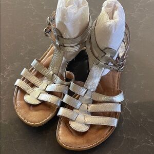 BØRN "Macadamia" Silver Gladiator Sandal - Size 9